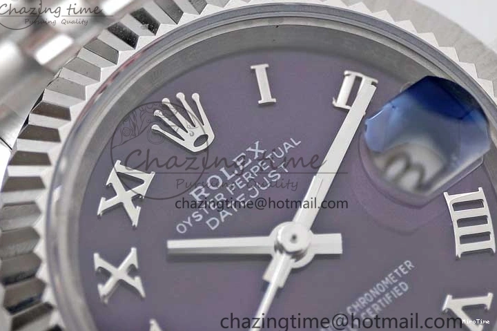 MiroTime 0516 Lady DateJust 28 SS TWF 1:1 Best Edition 904L Steel Purple Dial Roman Markers on President Bracelet NH TravelReady 2172